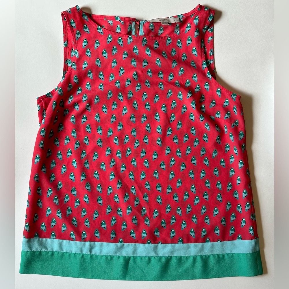 Ann Taylor LOFT Sleeveless Parrot Print Top Size Petite Small